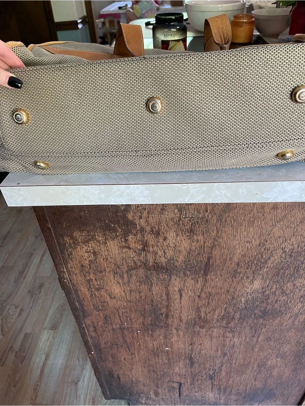 Vintage Christian Dior Garment Bag Suitcase Travel Bag Canvas Leather Carry On - Picture 8 of 14
